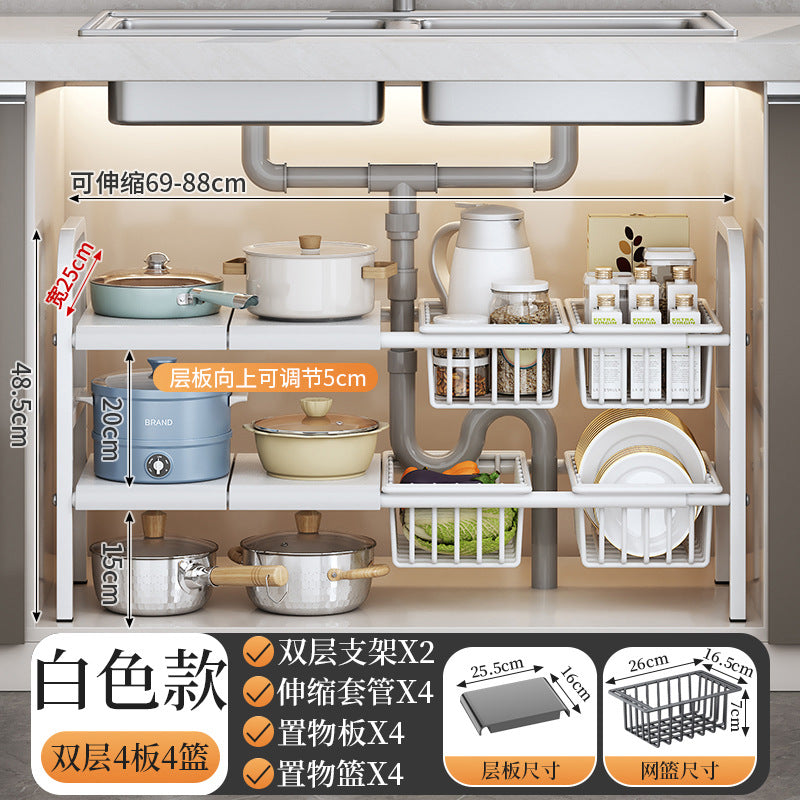 Kitchen shelf with various utensils and measurements displayed