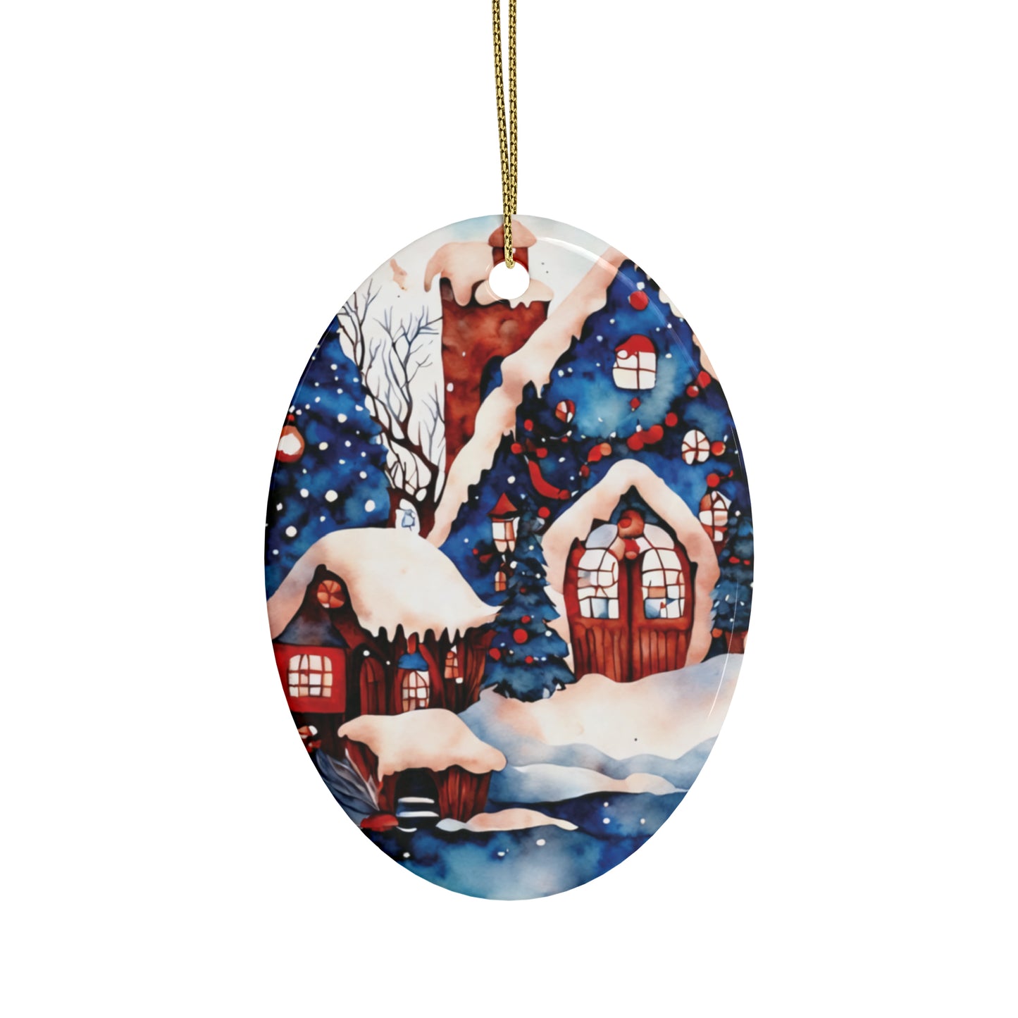 Idyllic Fantasy Christmas Scene | Ceramic Ornaments (1pcs, 5pcs, 10pcs, 20pcs) - 20
