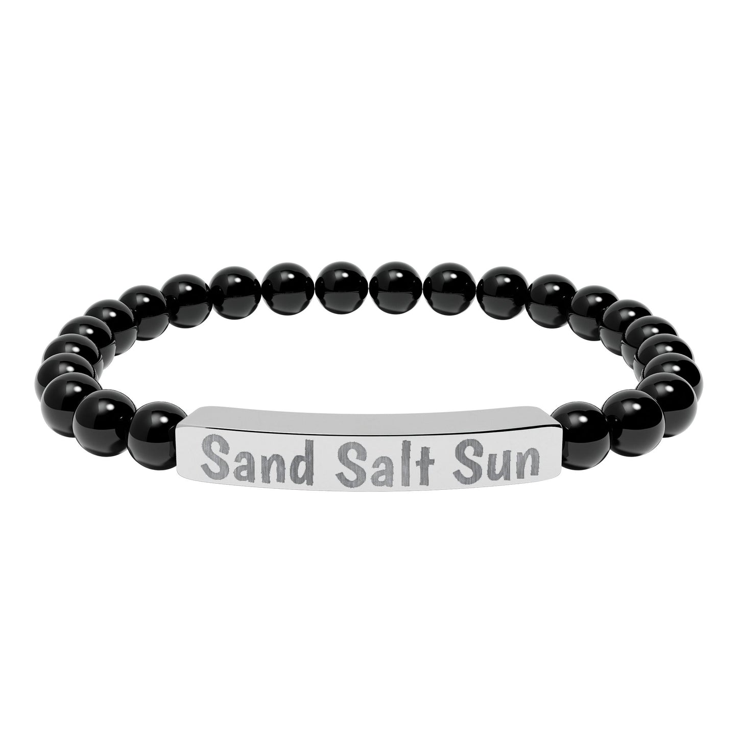 Personalized & Engraved Natural Stone Stretch Bar Bracelet