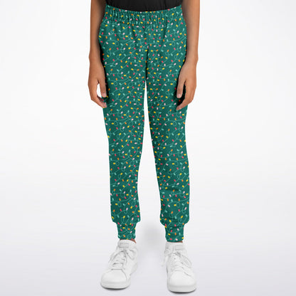 Teal Christmas Lights - Fashion Kids/Youth Jogger - AOP