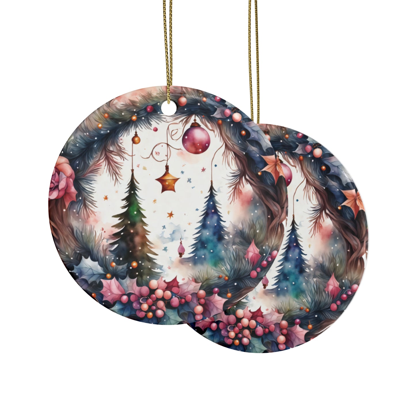 Idyllic Fantasy Christmas Scene | Ceramic Ornaments (1pcs, 5pcs, 10pcs, 20pcs) - 15