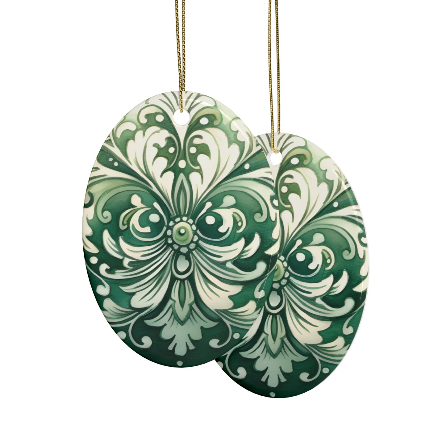 Green Swirl Ceramic Christmas Ornaments (1pcs, 5pcs, 10pcs, 20pcs)