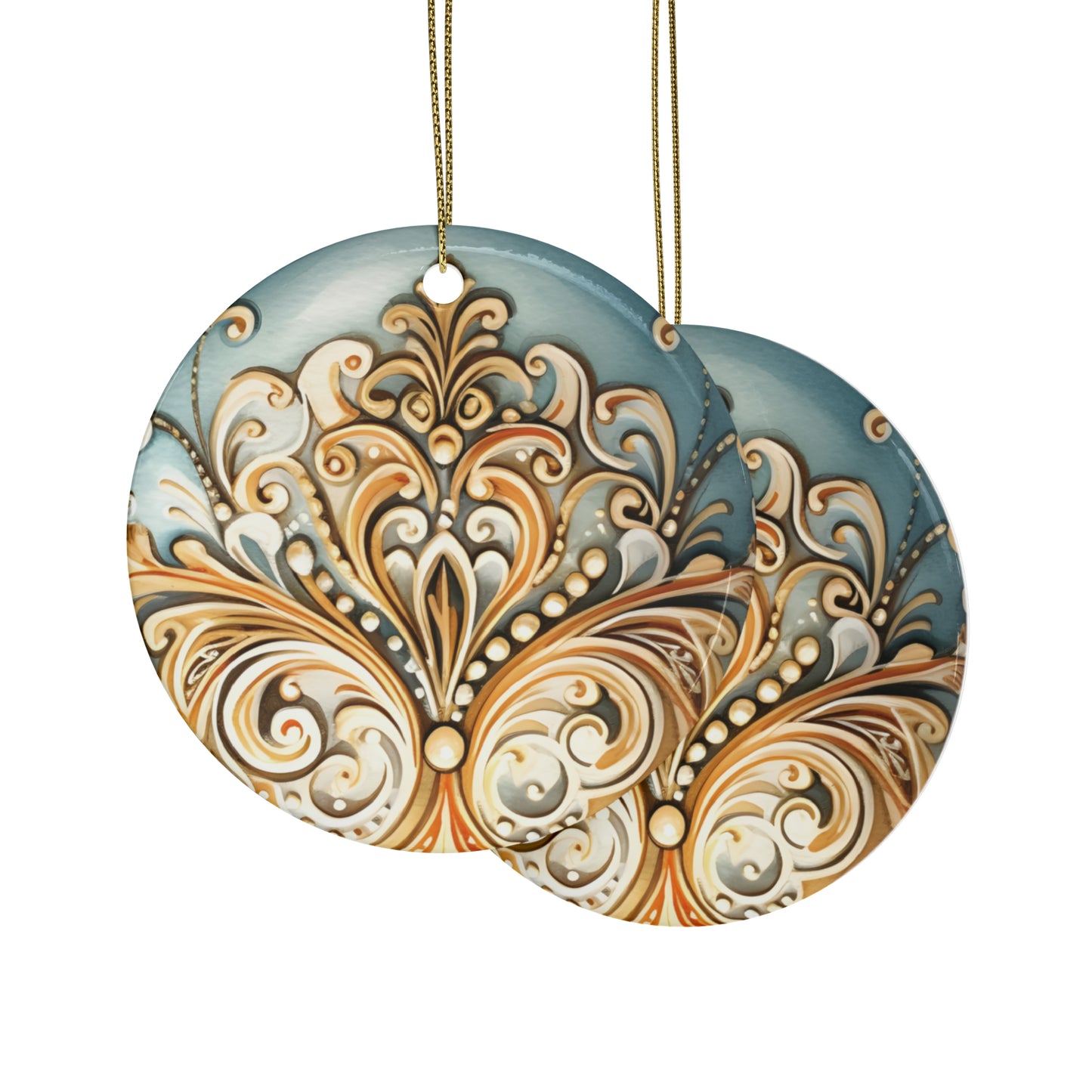 Blue & Gold Ceramic Christmas Ornaments (1pcs, 5pcs, 10pcs, 20pcs)