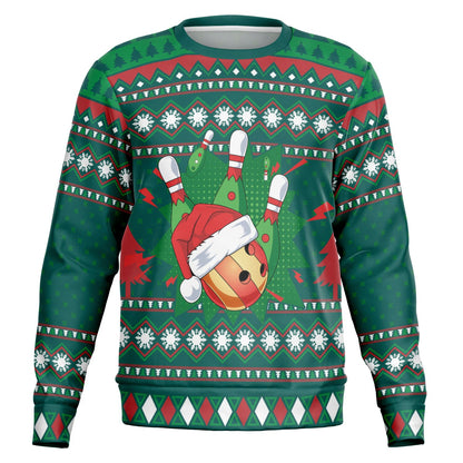 Bowling Christmas Ugly Sweater - Athletic Sweatshirt