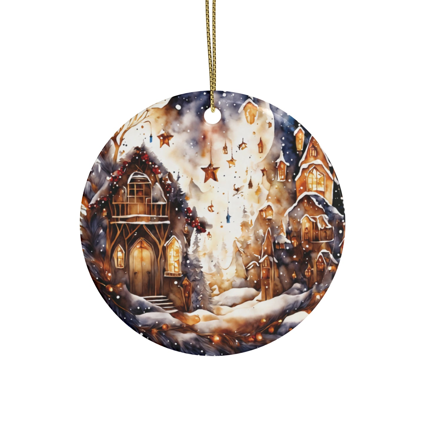 Idyllic Fantasy Christmas Scene | Ceramic Ornaments (1pcs, 5pcs, 10pcs, 20pcs) - 18