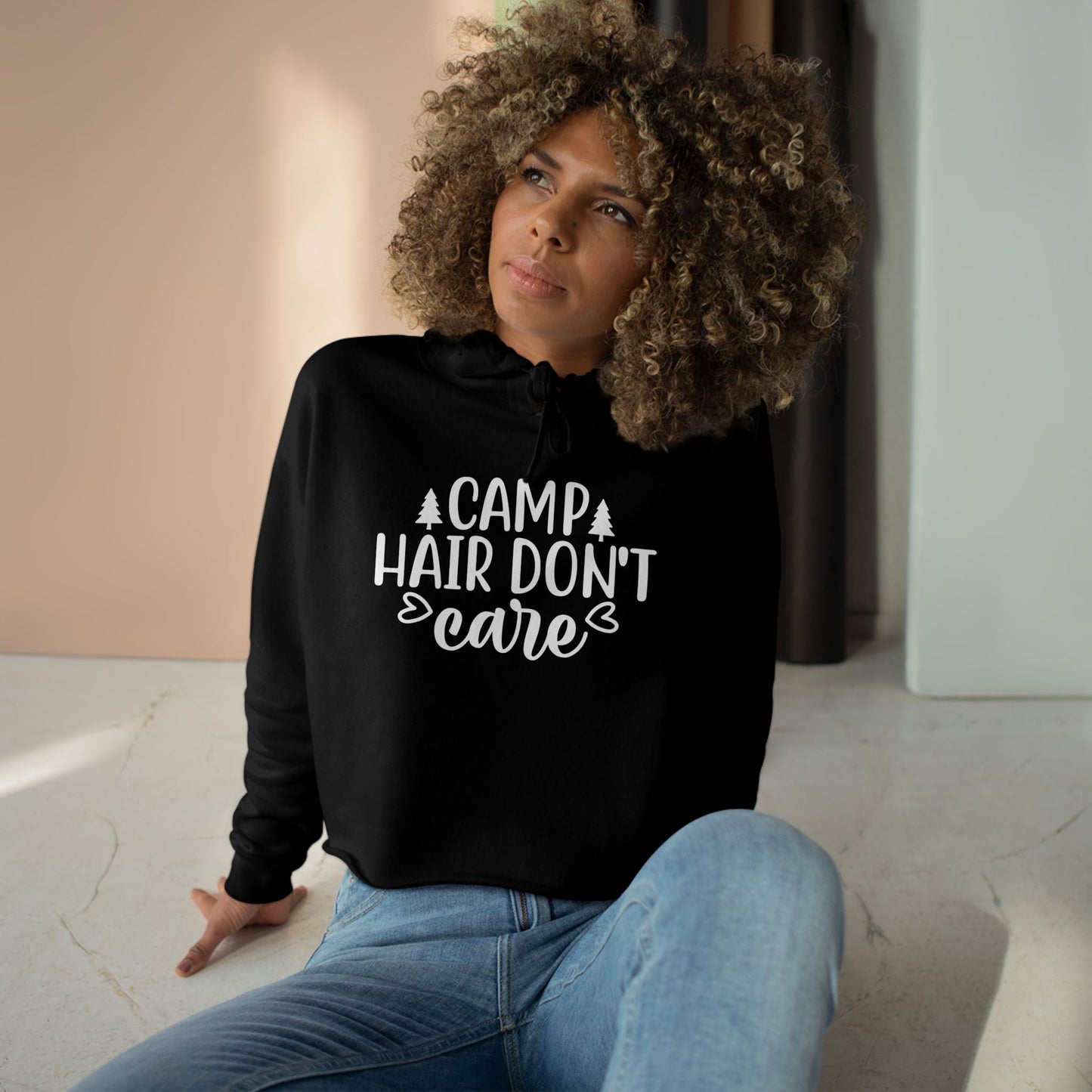 Camp Hair Don't Care - Women's Cropped Cotton/Poly Blend #CampLife Hoodie