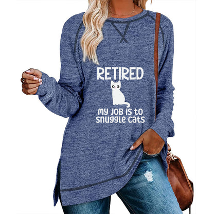 Retired - My Job is to Snuggle Cats - Women's Long Sleeve Raglan Sweater