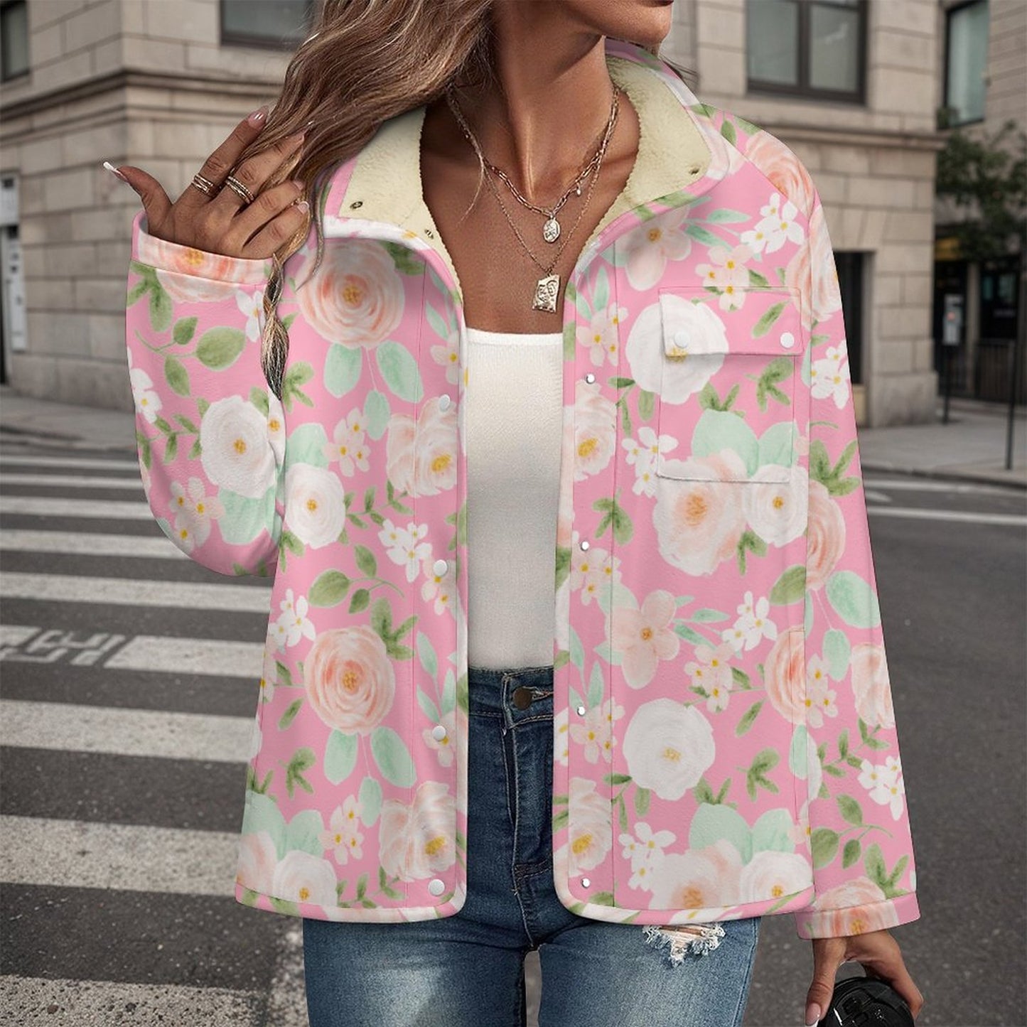 Easy Florals | Women's Casual Fleece Jacket - Warm, Soft, and Weekend-Ready