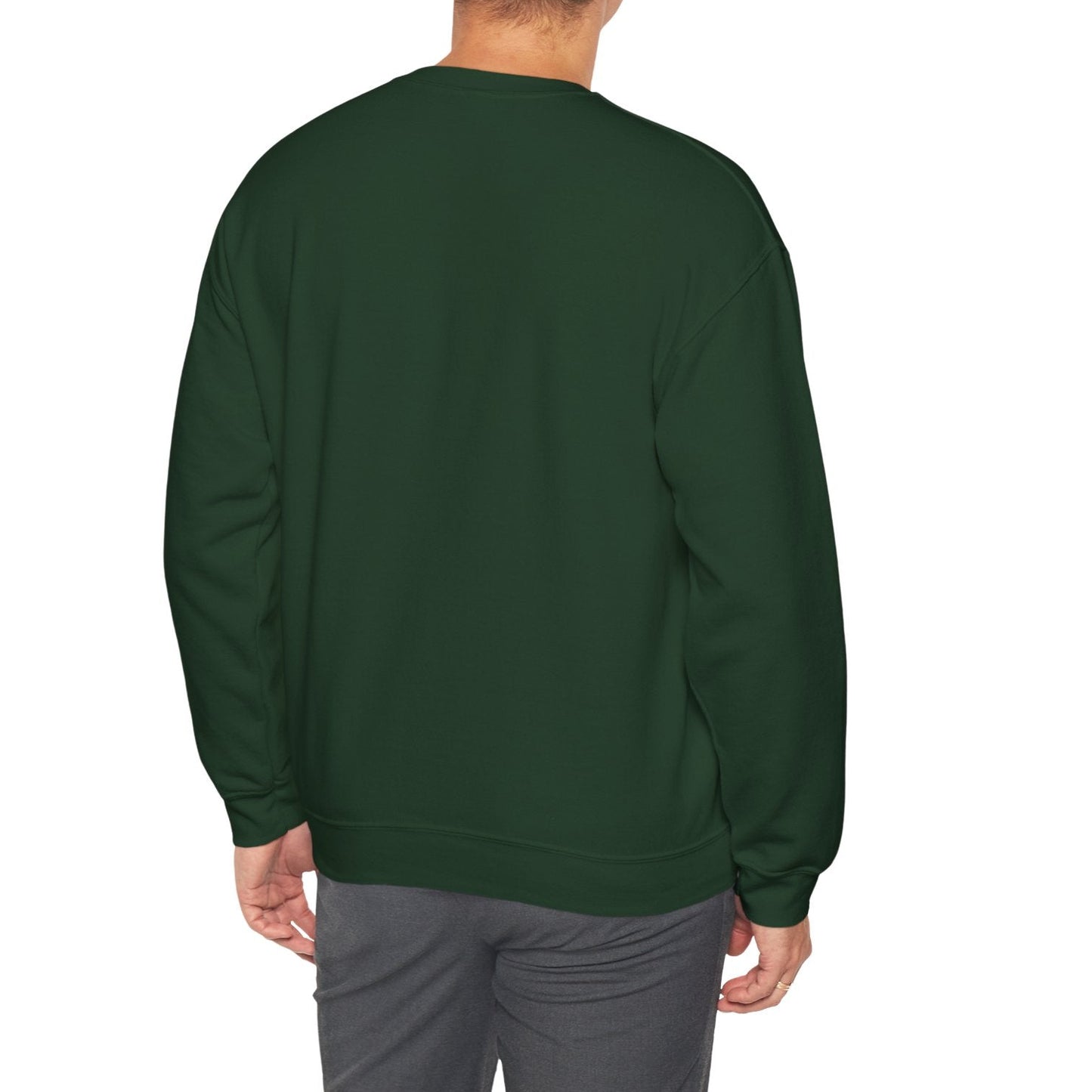 Man wearing a green sweatshirt on a white background
