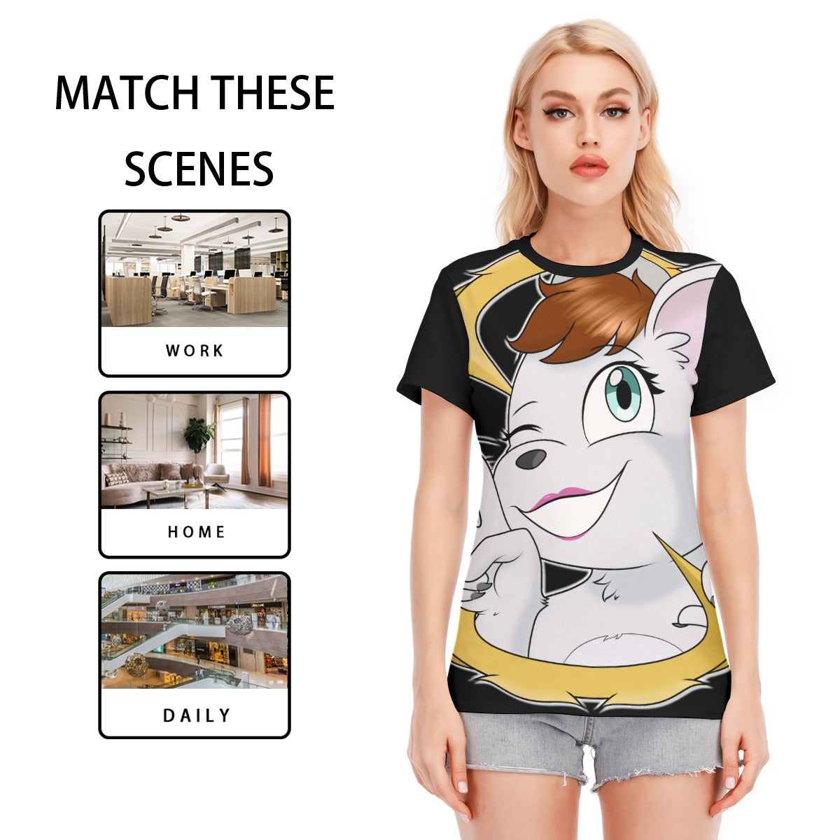 All-Over Print Women's Round Neck T-Shirt | 190GSM Cotton