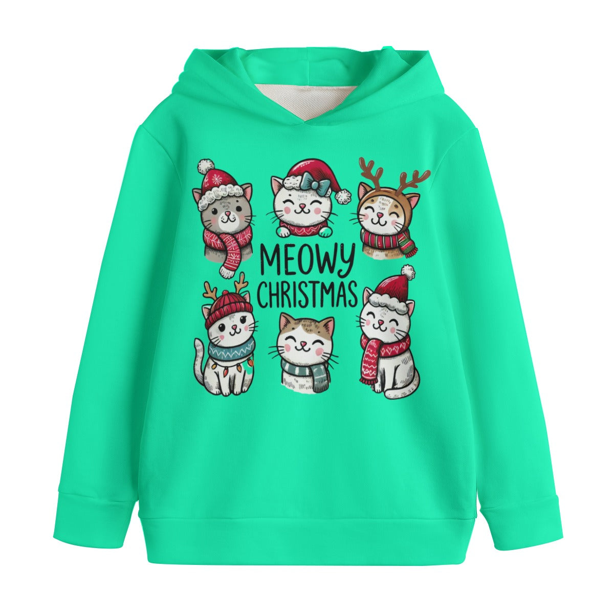 Meowy Christmas | Classic Kids’ Cotton Hooded Sweatshirt - Soft, Warm & Built for Play