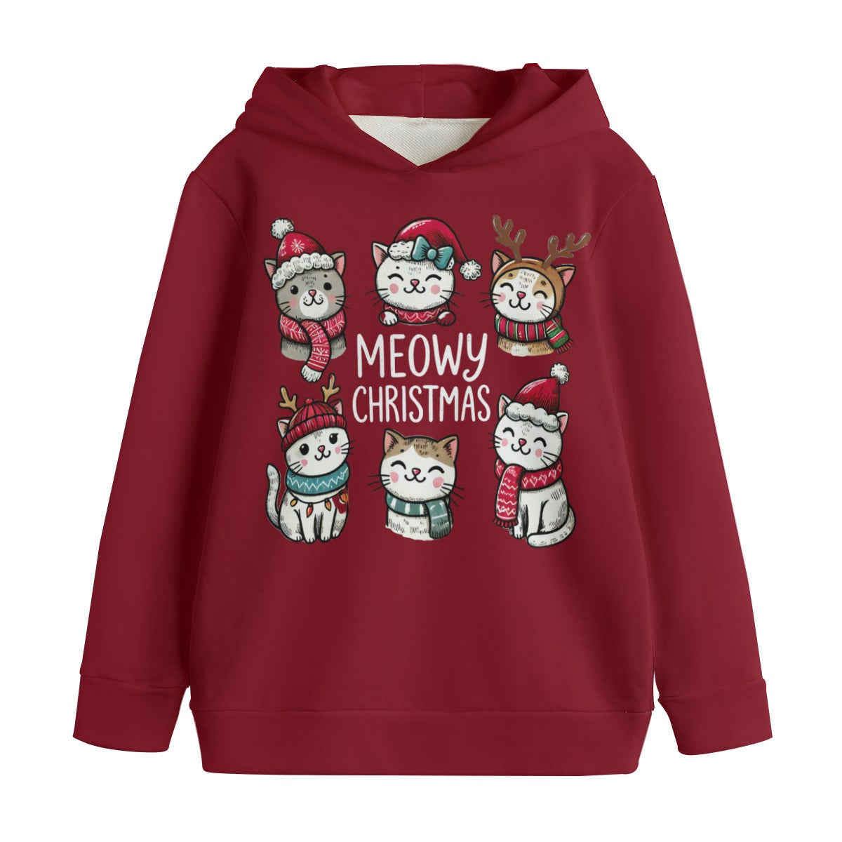 Meowy Christmas | Classic Kids’ Cotton Hooded Sweatshirt - Soft, Warm & Built for Play