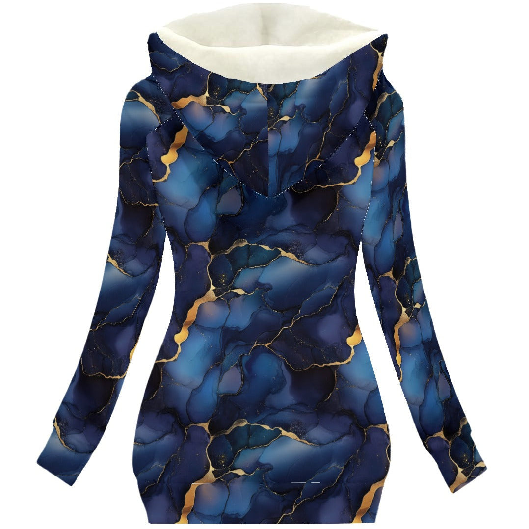 Indigo & Gold | Women's Long Winter Coat With Fleece Lining - Cozy Warmth, Modern Edge