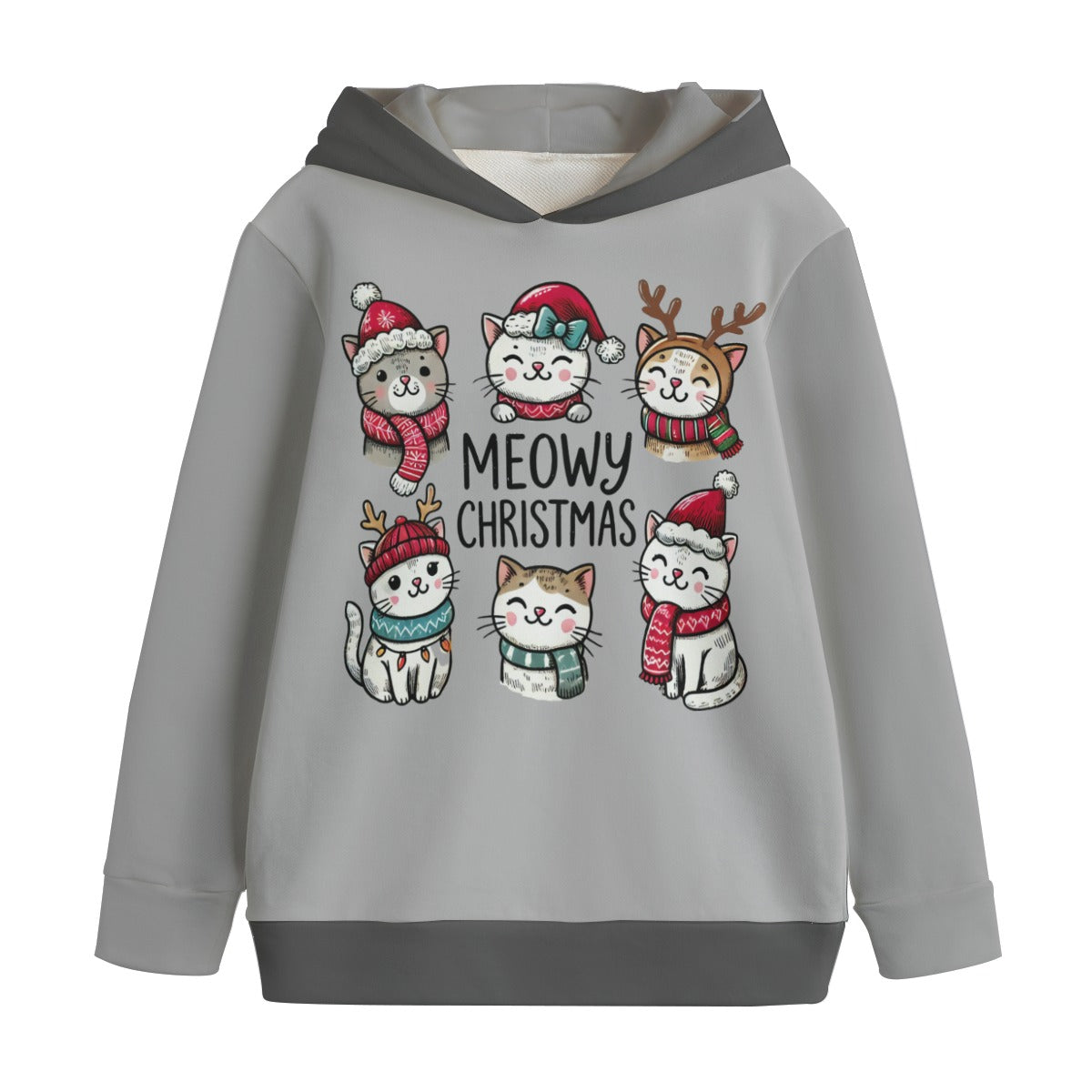 Meowy Christmas | Classic Kids’ Cotton Hooded Sweatshirt - Soft, Warm & Built for Play