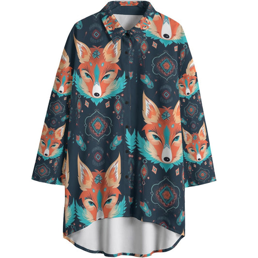 Shirt with fox pattern on a white background