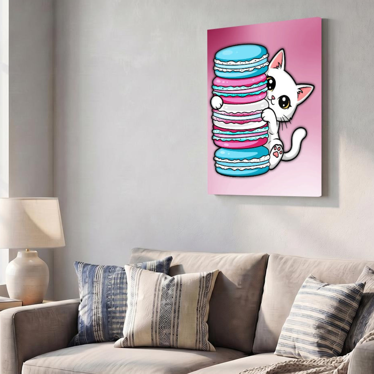 Peeking Kitten | Vertical Framed Canvas Wall Art - Ready-to-Hang