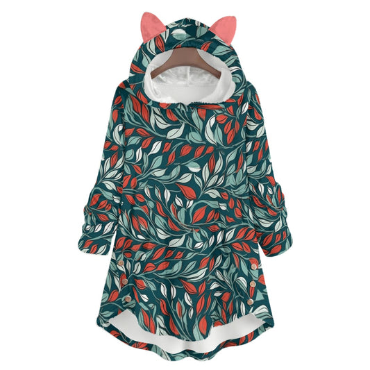 Women's Festive Flannel Hoodie with Cat Ears - Cozy, Playful, and Purr-fectly Warm