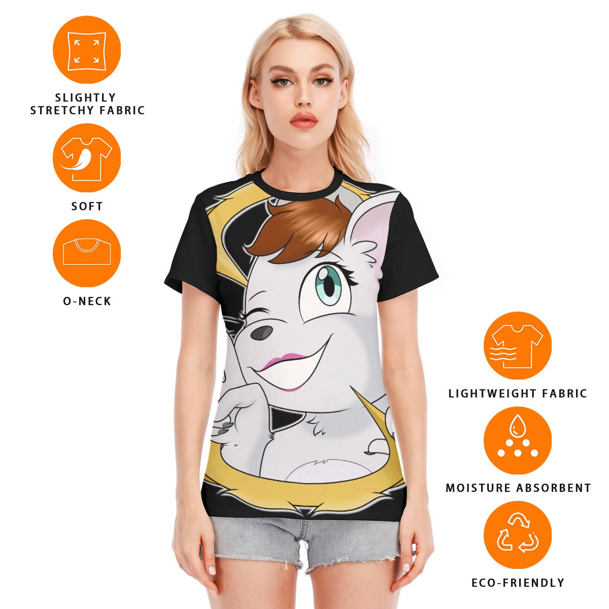 All-Over Print Women's Round Neck T-Shirt | 190GSM Cotton