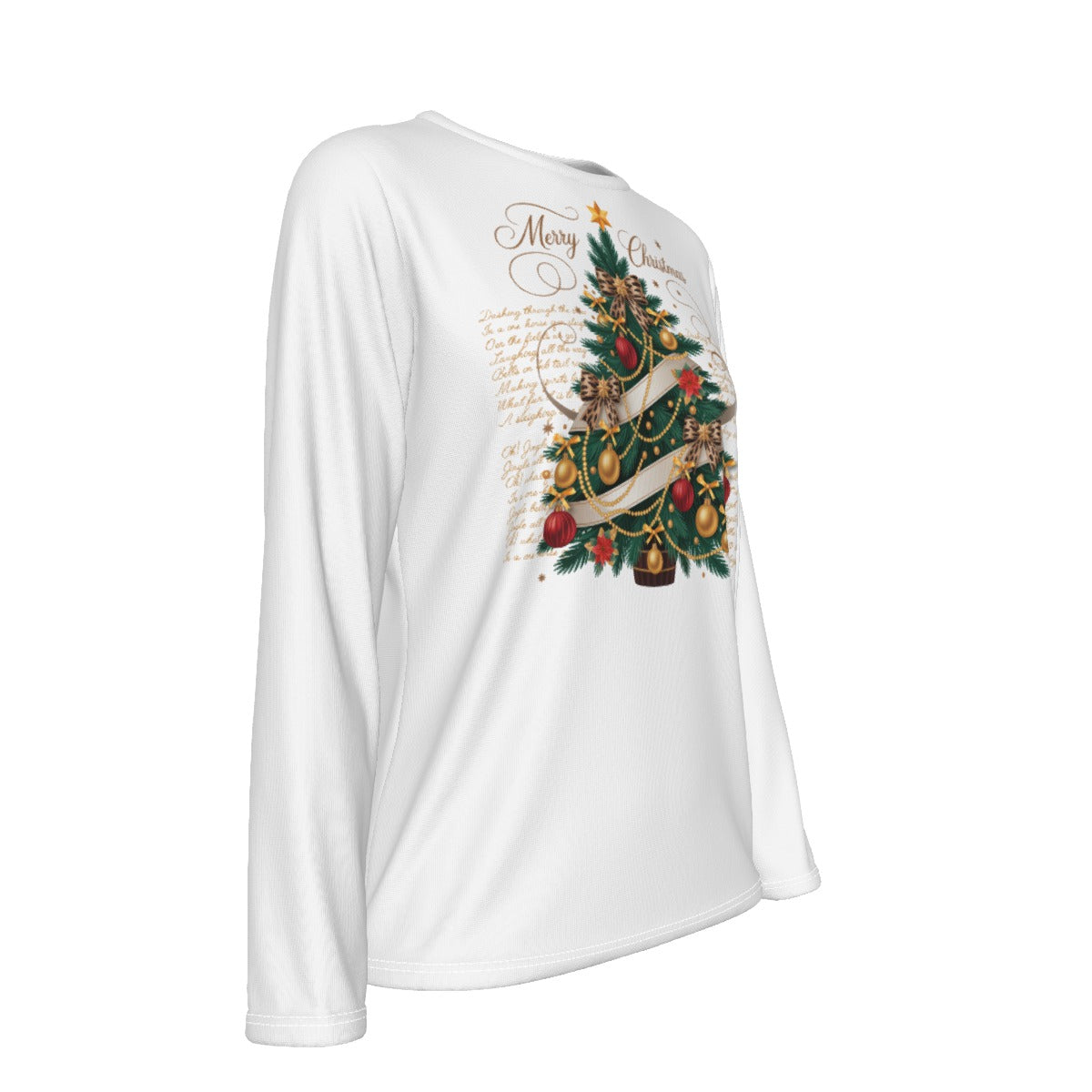Merry Christmas Tree | Women's Relaxed Long Sleeve Cotton T-Shirt – Soft, Easy Everyday Style