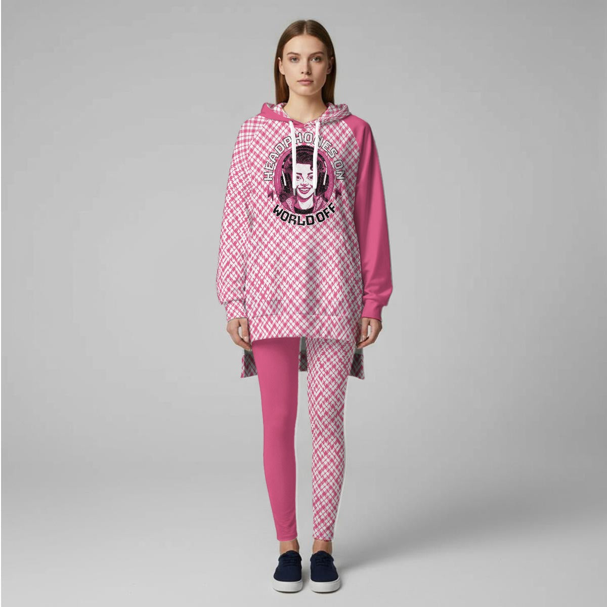 Headphones On World Off | Women’s Stretch Hoodie Set – Soft, Sleek, and Weekend-Ready
