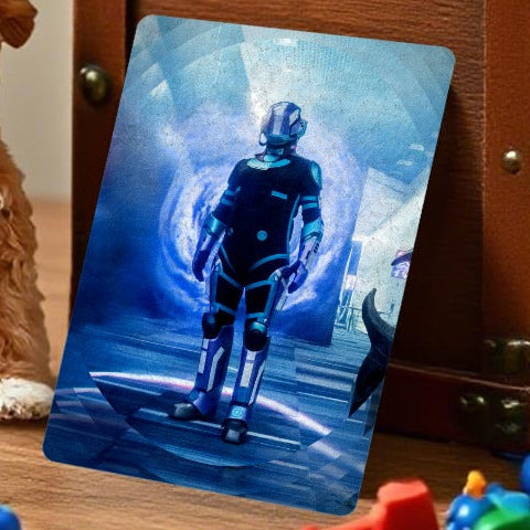 Card with MjikThize on the front near a wooden surface