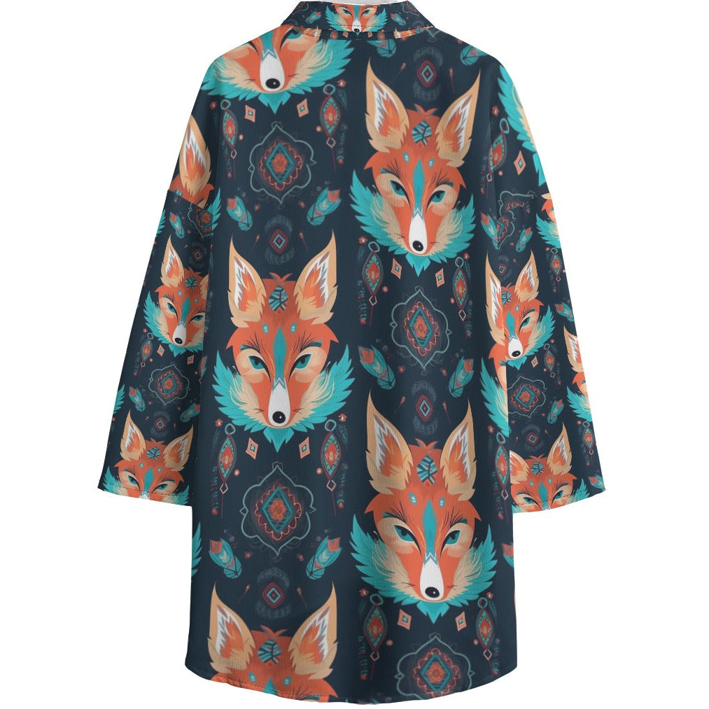 Shirt with fox pattern on a white background