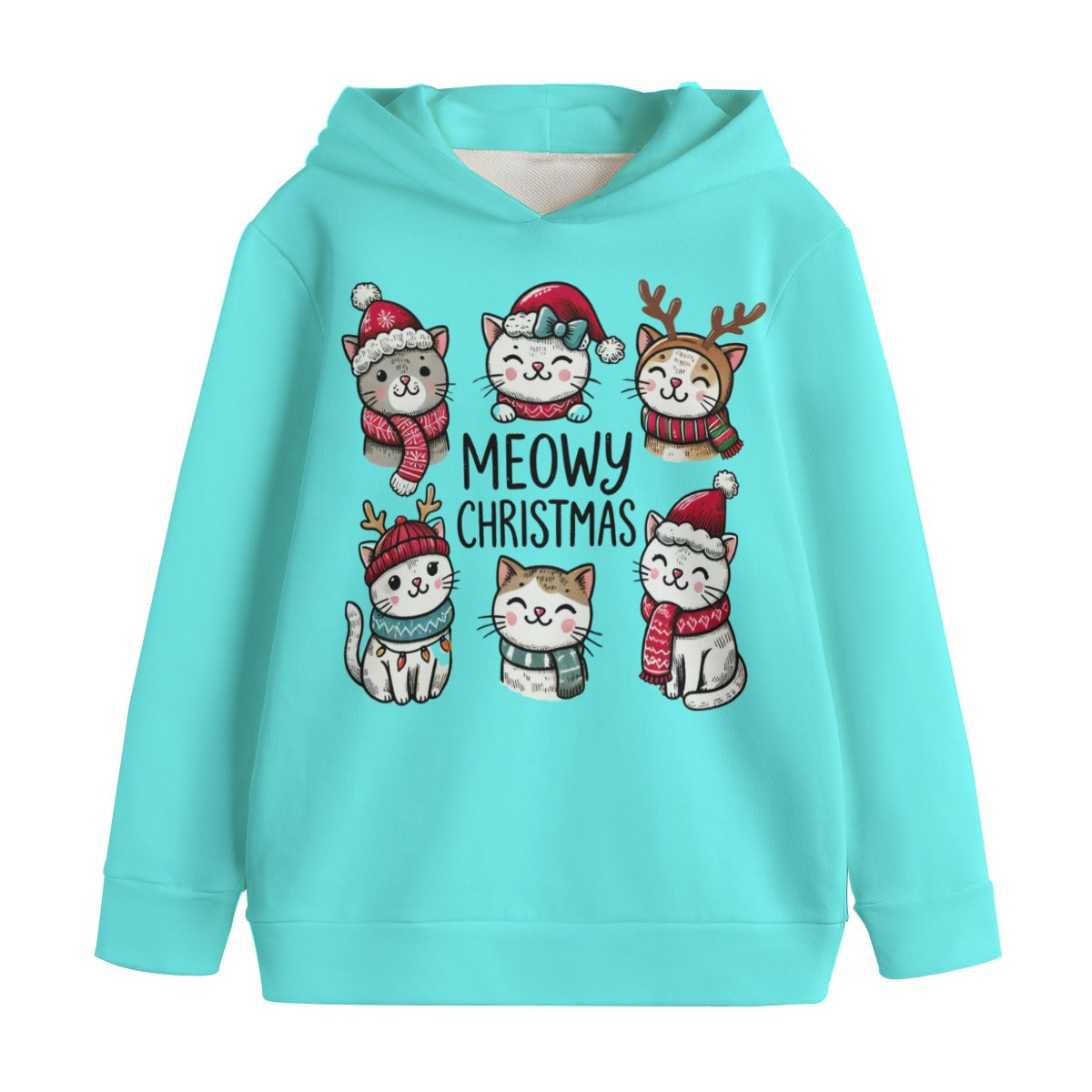Meowy Christmas | Classic Kids’ Cotton Hooded Sweatshirt - Soft, Warm & Built for Play