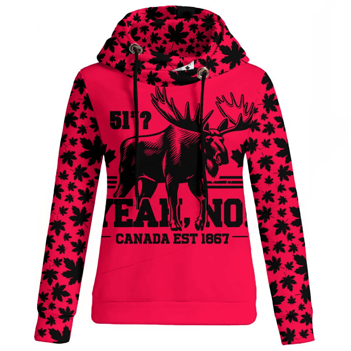 51st? Yeah, No! | Women’s Shawl Collar Hoodie - Relaxed Fit Bold Comfort Layer - Neon and Black