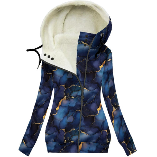 Indigo & Gold | Women's Long Winter Coat With Fleece Lining - Cozy Warmth, Modern Edge