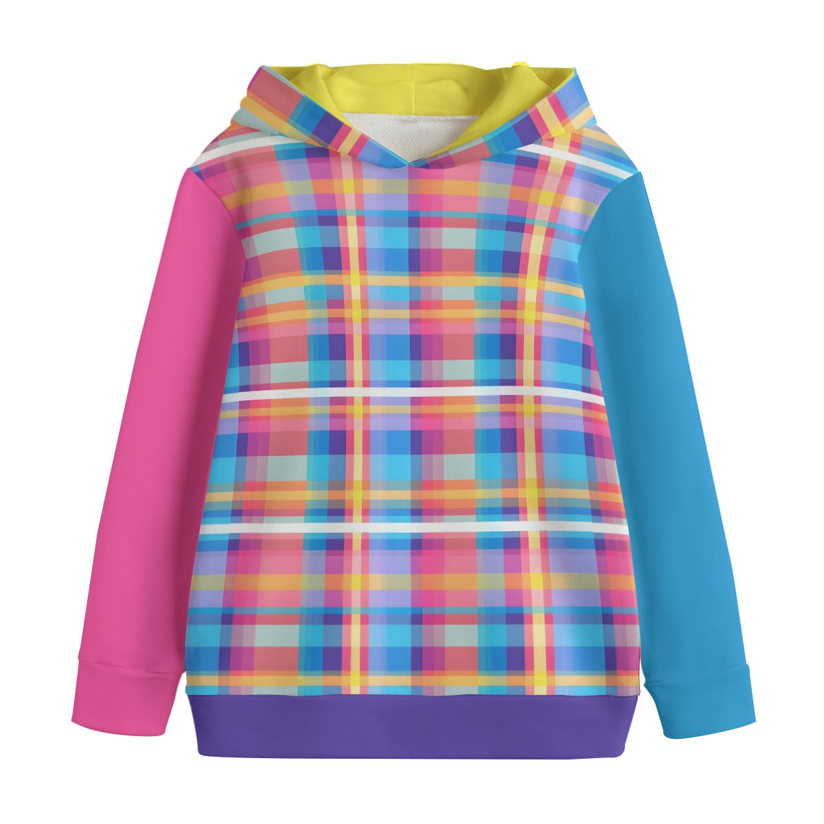 Fun Bold Plaid | Classic Kids’ Cotton Hooded Sweatshirt - Soft, Warm & Built for Play