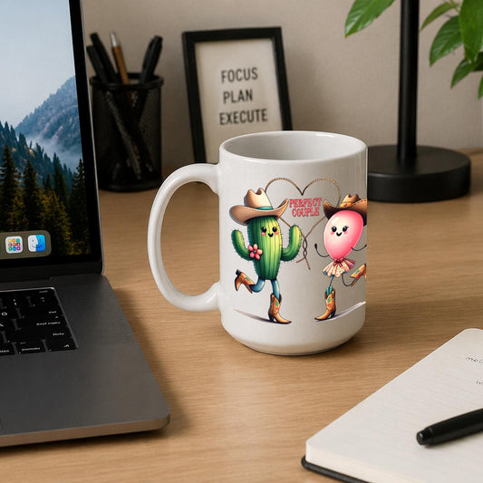 Perfect Coupling | 15 oz Ceramic Mug Printed in Canada - Prickly Couple