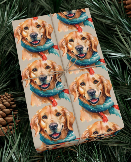 Wintry Golden Retriever - Wrapping Paper - Dog Christmas Wrap