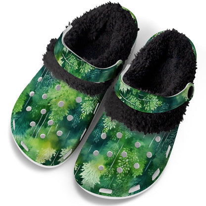 Lost In The Forest - Lined Slip-On Clog Slippers