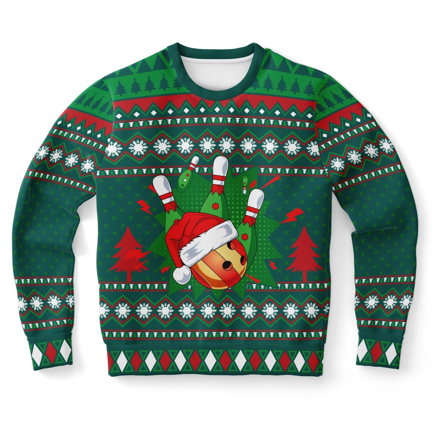 Bowling Christmas Ugly Sweater - Athletic Sweatshirt