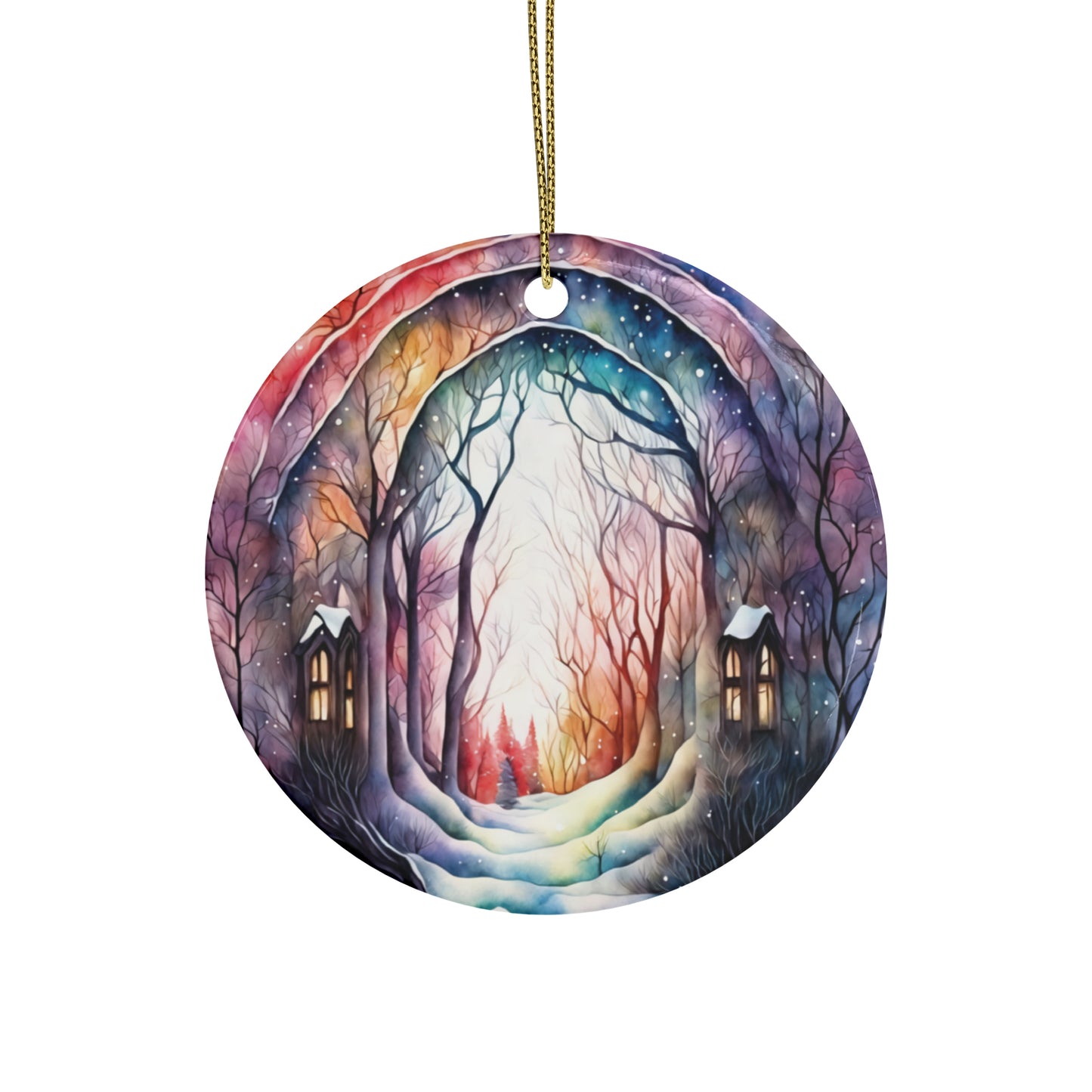 Idyllic Fantasy Christmas Scene | Ceramic Ornaments (1pcs, 5pcs, 10pcs, 20pcs) - 13