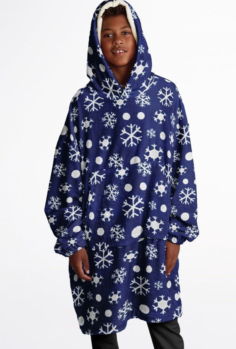 Blue Winter Snowflakes Youth Snug Hoodie