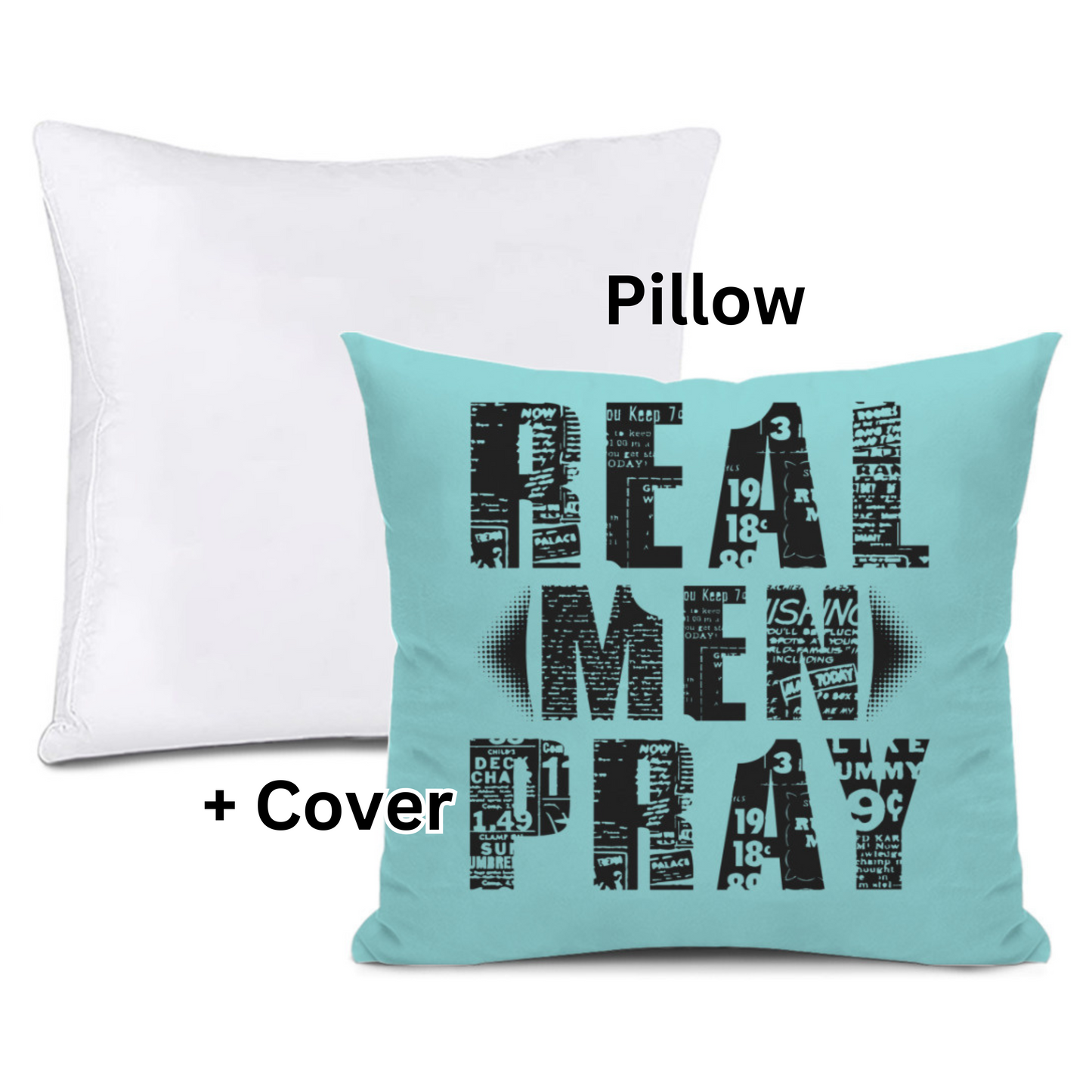 Cushion cover + pillow core (the same double-sided)｜Polyester - Real Men Pray - WHITE