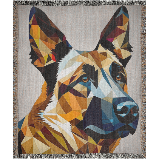 Beautiful German Shepherd - Art Style Cubism Luxurious Woven Blankets