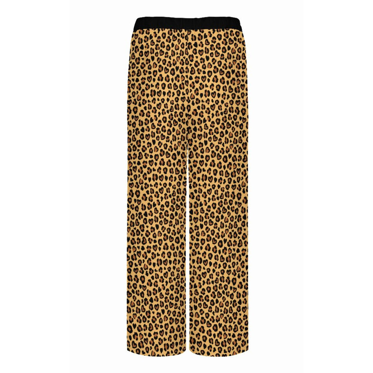 Heart Leopard Print | Women's Straight Wide-Leg Crop Pants