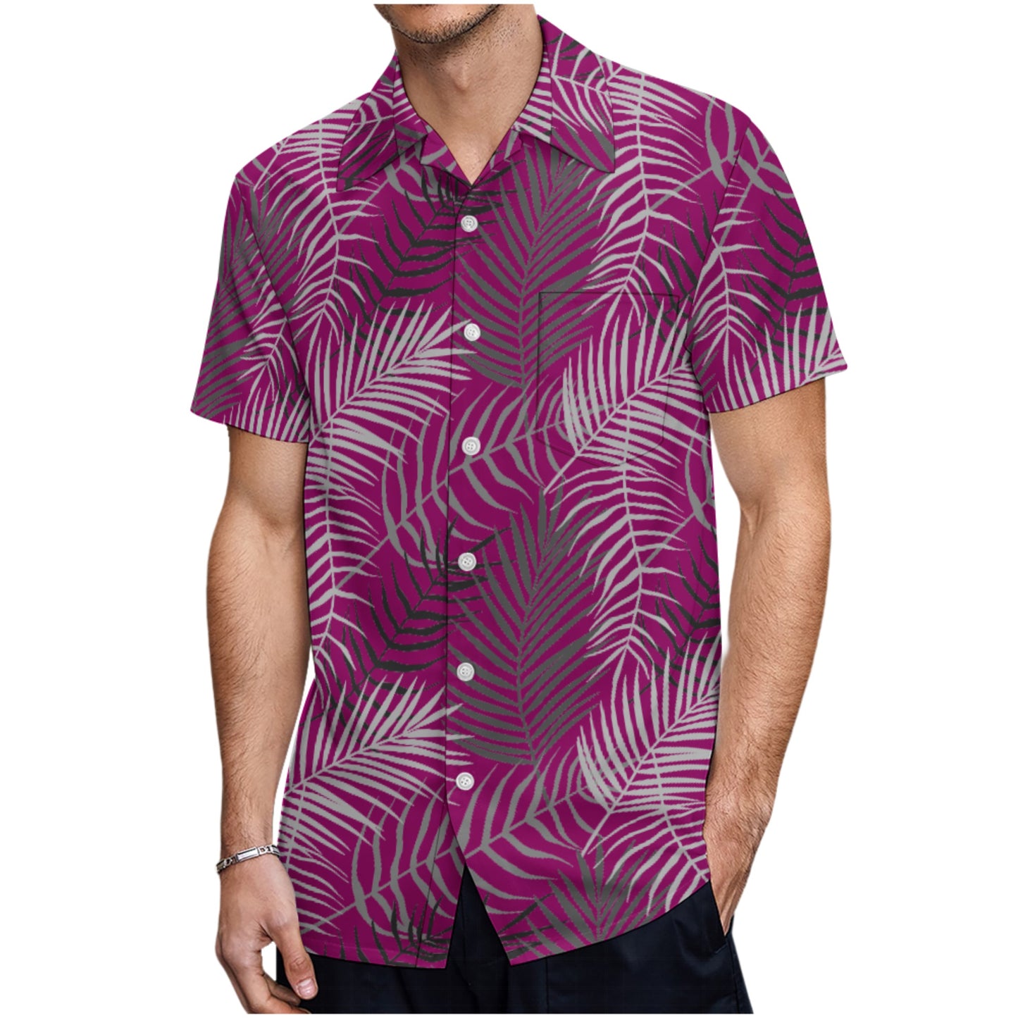 Tropical Fern Button Up Hawaiian Shirt - Perfect for your Summer Getaway!