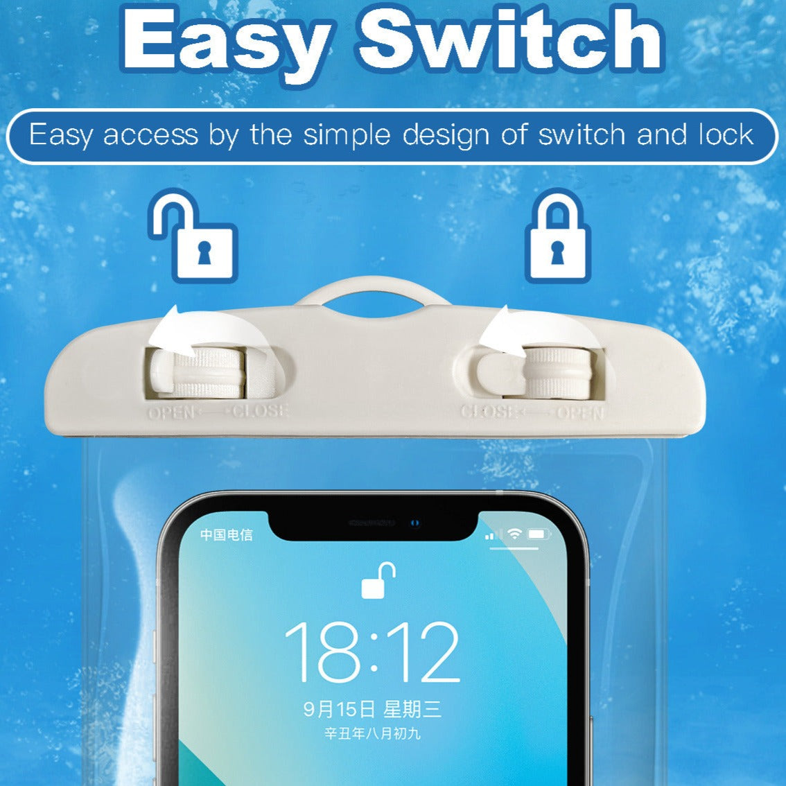 Dopamine Hits - Clear Waterproof Phone Protection Pouch/Case Fits Phones Up To 7.0"