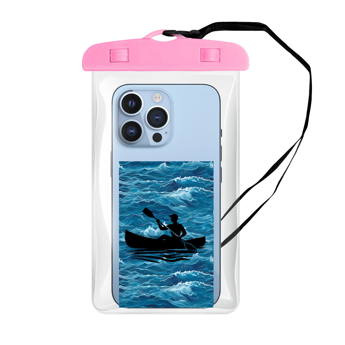 Person in a Canoe Silhouette - Clear Waterproof Phone Pouch Case | PVC