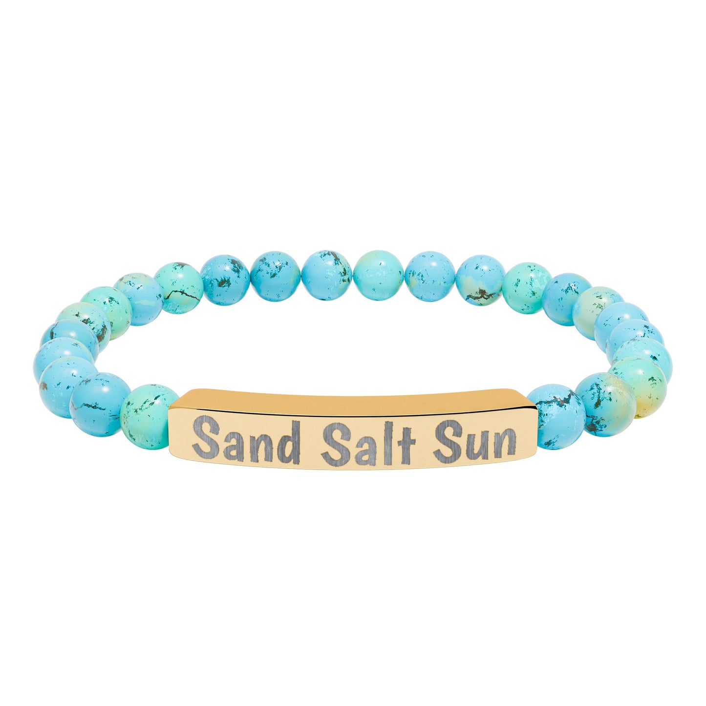 Personalized & Engraved Natural Stone Stretch Bar Bracelet