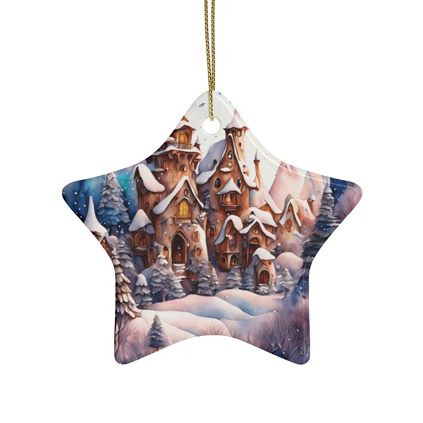 Idyllic Fantasy Christmas Scene | Ceramic Ornaments (1pcs, 5pcs, 10pcs, 20pcs) - 6