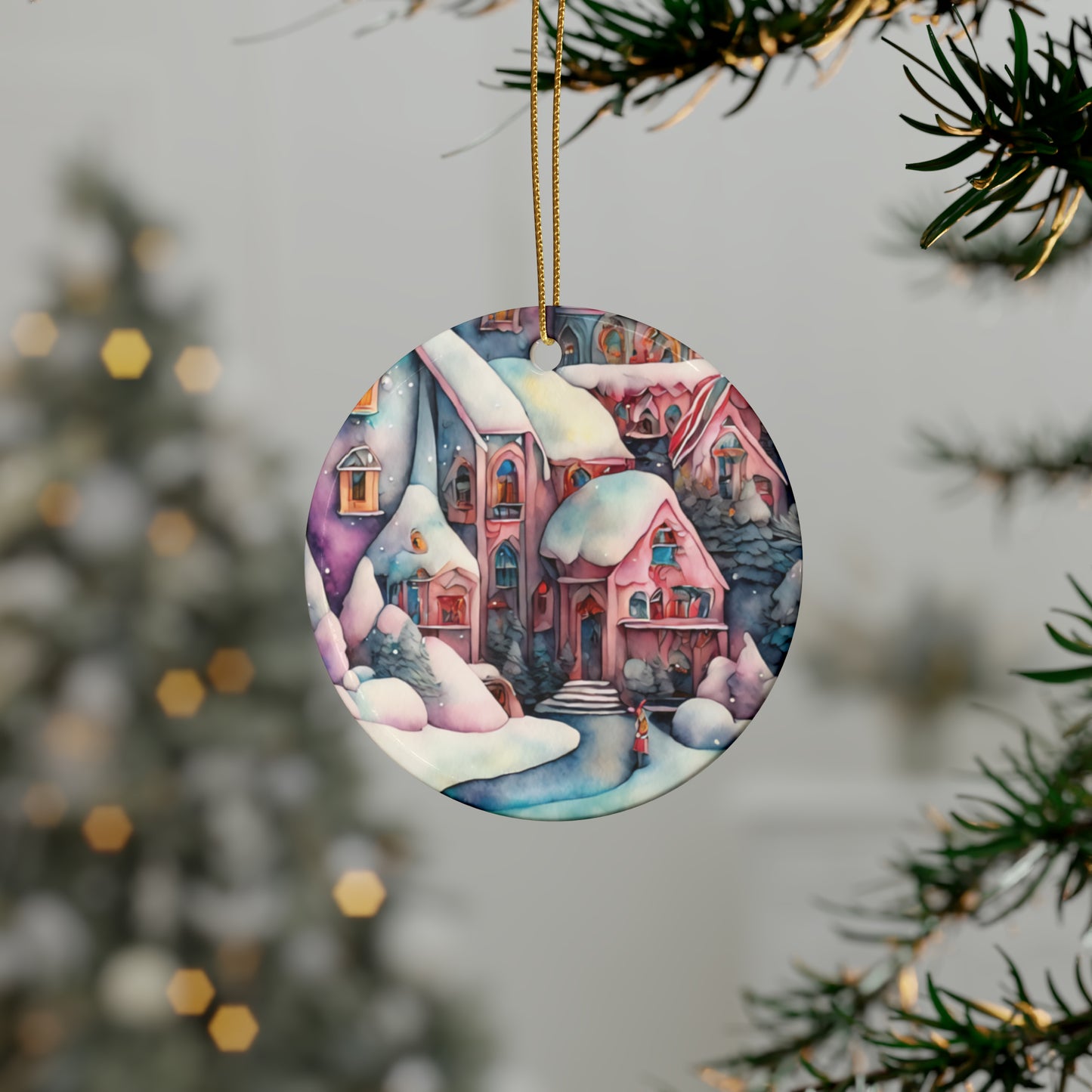 Idyllic Fantasy Christmas Scene | Ceramic Ornaments (1pcs, 5pcs, 10pcs, 20pcs) - 10