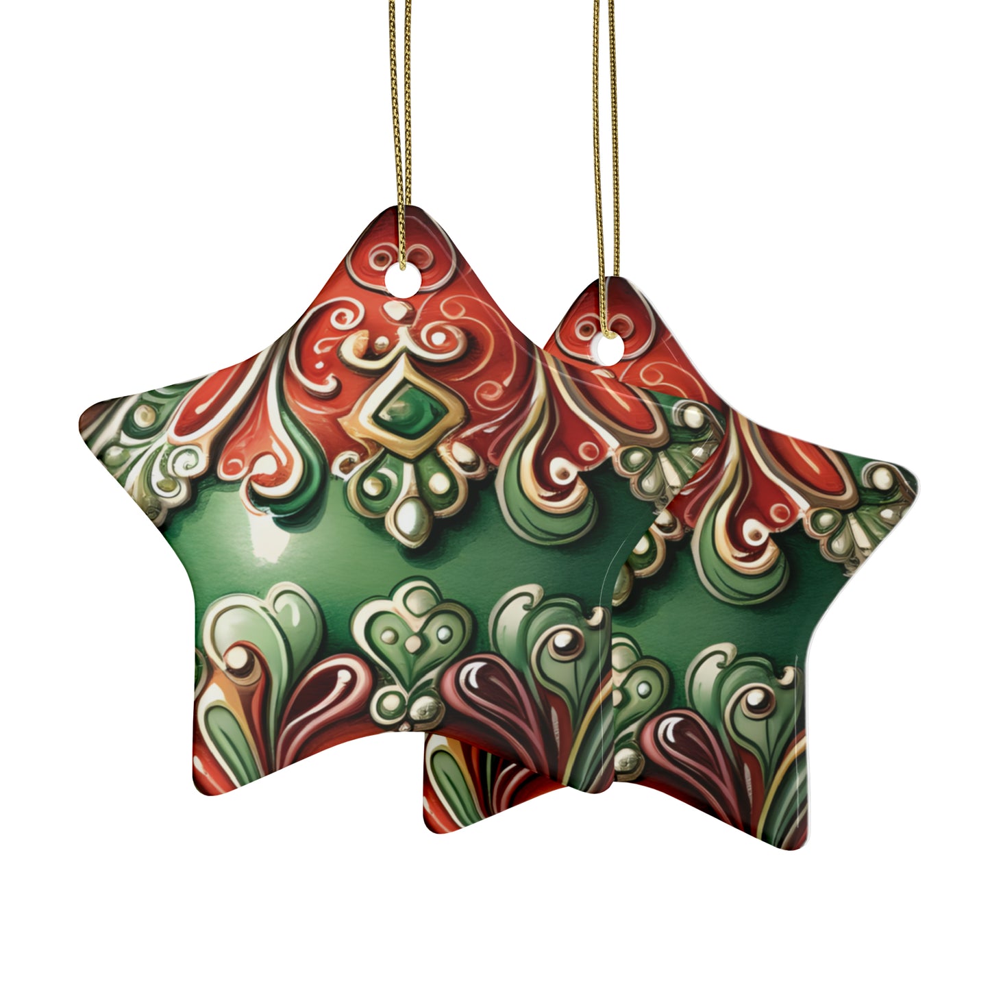 Red & Green Emerald Ceramic Christmas Ornaments (1pcs, 5pcs, 10pcs, 20pcs)
