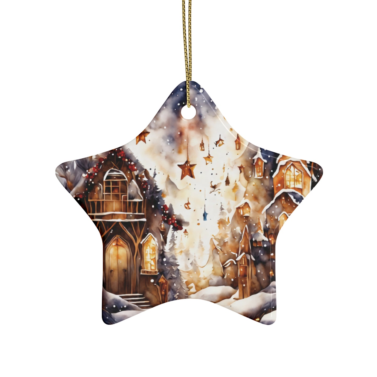 Idyllic Fantasy Christmas Scene | Ceramic Ornaments (1pcs, 5pcs, 10pcs, 20pcs) - 18