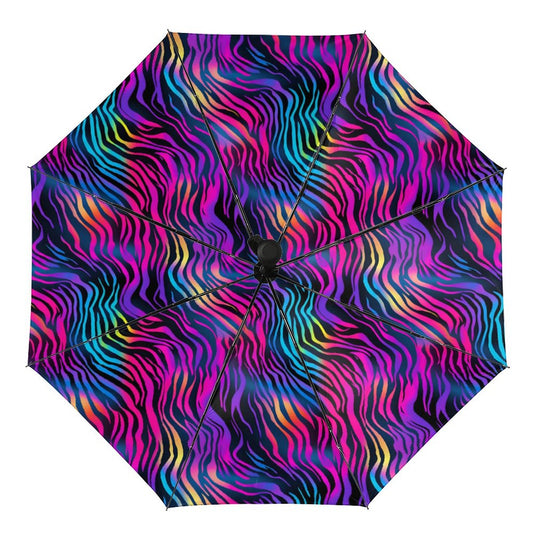 Neon Zebra | Automatic Umbrella with Print Inside - Black Outside