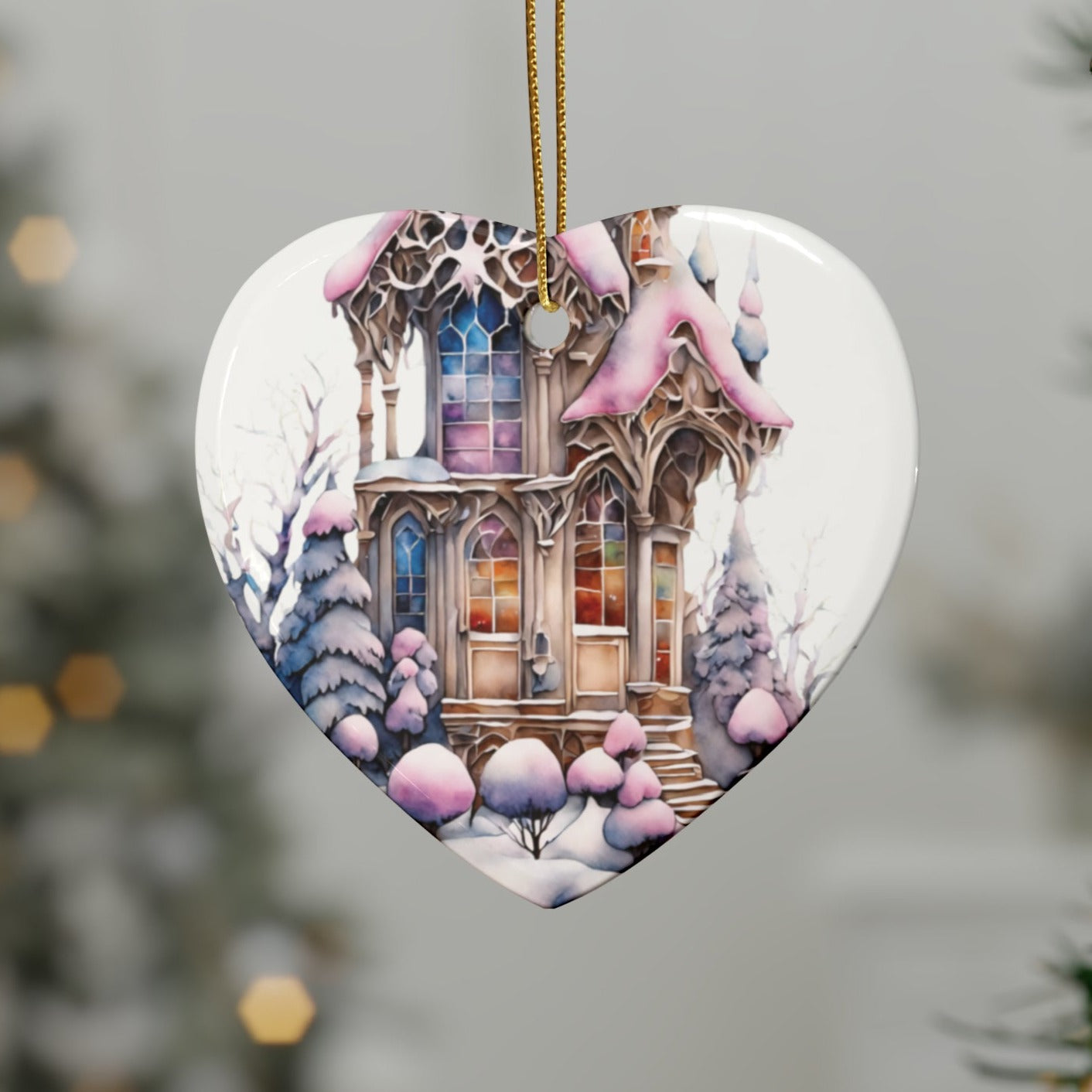 Idyllic Fantasy Christmas Scene | Ceramic Ornaments (1pcs, 5pcs, 10pcs, 20pcs) - 22