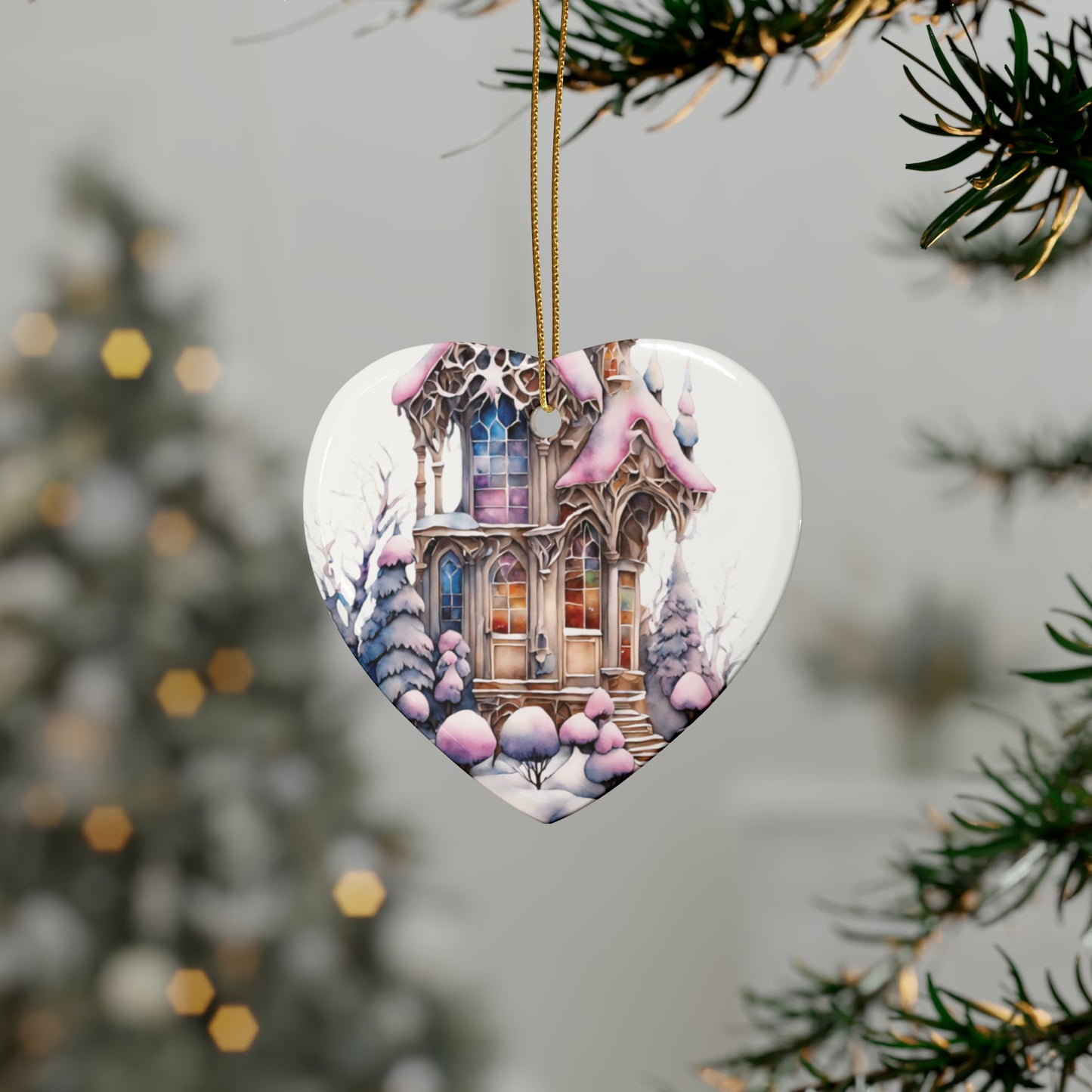 Idyllic Fantasy Christmas Scene | Ceramic Ornaments (1pcs, 5pcs, 10pcs, 20pcs) - 22